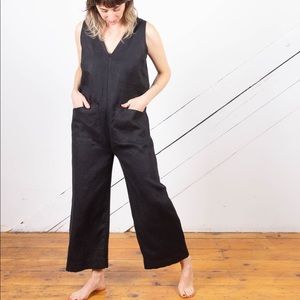 Only Child Taylor wide leg black linen jumpsuit
